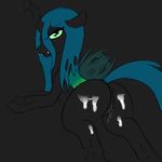 anus butt changeling cum cum_in_pussy cum_inside cum_on_butt ensayne female feral friendship_is_magic looking_at_viewer looking_back my_little_pony nude plain_background pussy queen_chrysalis queen_chrysalis_(mlp) solo wings 
