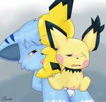  balls blush clyndemoon cum cum_in_mouth cum_in_pussy cum_inside fellatio female group group_sex interspecies male nintendo nude one_eye_closed oral oral_sex penetration penis pichu pok&#233;mon pokemon sex straight threesome vaginal vaginal_penetration video_games 