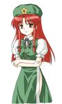  china_dress chinese_clothes dress hong_meiling kotowari_(newtype_kenkyuujo) long_hair red_eyes red_hair solo touhou 