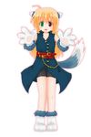  animal_ears artist_request belt blonde_hair boots cosplay gloves green_eyes heterochromia kemonomimi_mode long_hair lyrical_nanoha mahou_shoujo_lyrical_nanoha_strikers red_eyes shorts solo tail vivio wolf_ears wolf_tail zafira zafira_(cosplay) 