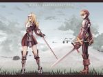  1girl armor blonde_hair boots final_fantasy final_fantasy_tactics gloves shu-tokutomi skirt squire_(fft) sword weapon 