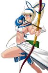  aiming arrow bow_(weapon) breasts covered_nipples drawing_bow holding holding_arrow holding_bow_(weapon) holding_weapon large_breasts majikina_mina nishimo outstretched_arm samurai_spirits sideboob snk solo weapon 
