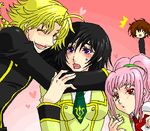  2girls anya_alstreim artist_request code_geass genderswap genderswap_(mtf) gino_weinberg lelouch_lamperouge lowres luluko multiple_boys multiple_girls oekaki pink_hair 