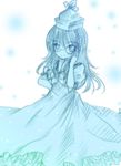  bespectacled blue glasses gradient kamishirasawa_keine kasuga_sunao long_hair monochrome sketch solo touhou 