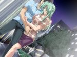  1boy 1girl blush dark_skin ecchi_na_bunny-san_wa_kirai ecchi_na_bunny-san_wa_kirai? ecchi_na_bunny-san_wa_kirai?_2 ecchi_na_bunny-san_wa_kirai_2 eyes_closed game_cg green_hair ichikawa_sumika jewelry long_hair male ring sad wedding_ring yamane_masahiro zyx 