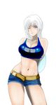  belly_button belt breasts cosplay fan_art hot_pants hyuuga_hinata midriff naruto navel short_shorts shorts summer white_hair 