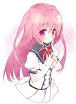  blush kanadome_miyako long_hair looking_at_viewer meito_(maze) no_legs pink_eyes pink_hair pure_girl school_uniform sketch solo twintails two_side_up white_background 