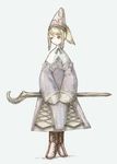  1girl blonde_hair boots final_fantasy final_fantasy_tactics green_eyes hat robe solo staff time_mage time_mage_(fft) 