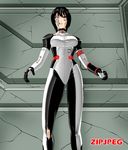  android black_hair bodysuit mecha shiny skin_tight spandex 