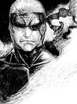 bandana eyepatch fumio_(rsqkr) greyscale male_focus metal_gear_(series) metal_gear_solid_4 monochrome old_snake sketch solid_snake solo 