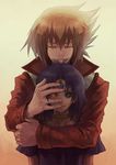  bad_id bad_pixiv_id brown_eyes choker closed_eyes duel_monster heterochromia holding hug hug_from_behind multiple_boys tea_(retroz) tears yubel yuu-gi-ou yuu-gi-ou_gx yuuki_juudai 