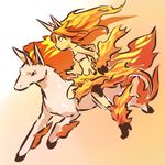  animal_ears bandeau bare_shoulders fiery_hair fiery_tail fire gen_1_pokemon gloves hitec horns horse long_hair moemon personification pokemon pokemon_(creature) rapidash red_hair simple_background sleeveless strapless tail tubetop 