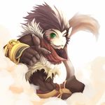  bad_id bad_pixiv_id brown_hair cloud fur green_eyes index_finger_raised kochan league_of_legends male_focus one_eye_closed solo wukong 