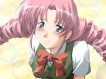  1girl blue_eyes blush came_cg drill_hair ecchi_na_bunny-san_wa_kirai ecchi_na_bunny-san_wa_kirai? game_cg hase_chimaki pink_hair school_uniform solo yamane_masahiro zyx 