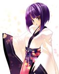  bob_cut dragonmaterial japanese_clothes looking_at_viewer miyoshi_choukei_(sengoku_hime) purple_hair sengoku_hime sengoku_hime_3 short_hair solo yellow_eyes 