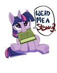  book cute english_text equine fauxsquared female feral friendship_is_magic hair horn horse looking_at_viewer mammal my_little_pony plain_background pony smile solo text transparent_background twilight_sparkle_(mlp) two_tone_hair unicorn young 