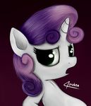  43roken cub equine female feral friendship_is_magic green_eyes hair horn horse mammal my_little_pony plain_background pony portrait purple_hair solo sweetie_belle_(mlp) two_tone_hair unicorn young 