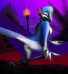  avian beak bedroom_eyes bird blue_jay butt cloaca corrvo female looking_back nude pose presenting pussy wings 