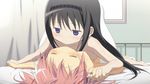  akemi_homura bed breasts kaname_madoka mahou_shoujo_madoka_magica moritan nipples nude wet yuri 