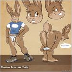  anthro anus bent_over big_butt briefs brown_eyes brown_hair butt cub english_text hair lagomorph looking_at_viewer looking_back male mammal nude rabbit smile solo teddy_porter text underwear undressing young 