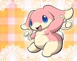  big_ears blue_eyes breasts chubby cute female looking_at_viewer navel nintendo pok&#233;mon pok&eacute;mon small_breasts smile solo ten video_games wide_hips 