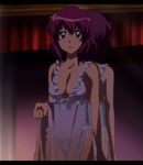  blue_eyes bow breasts cleavage frills henrietta_de_tristain highres large_breasts letterboxed mirror nightgown non-web_source open_mouth panties purple_hair reflection screencap see-through short_hair solo stitched third-party_edit underwear zero_no_tsukaima 