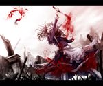  apron bad_id bad_pixiv_id blood braid dismemberment dress guro izayoi_sakuya lastdark letterboxed long_hair maid maid_headdress ribbon severed_arm severed_limb silver_hair solo suicide touhou twin_braids 