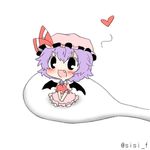  :3 bat_wings black_eyes blush fang hat heart lowres open_mouth purple_hair rebecca_(keinelove) red_eyes remilia_scarlet rice_spoon short_hair solo spoon touhou v-shaped_eyebrows wings 