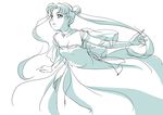  bad_id bad_pixiv_id bishoujo_senshi_sailor_moon choker double_bun dress feet_out_of_frame long_hair looking_away monochrome sketch solo toshinobu40 tsukino_usagi twintails very_long_hair wide_sleeves 