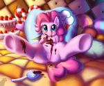  anus blue_eyes cake candy candy_cane chocolate cutie_mark equine female friendship_is_magic hair hooves horse mane my_little_pony pink_fur pink_hair pinkie_pie_(mlp) pony pussy solo sweatshirt_(artist) 