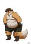  blush bulge canine fox kahmari male obese overweight precum topless underwear undressing 