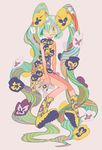  bad_id bad_pixiv_id boots dress floral_print flower full_body green_eyes green_hair hair_flower hair_ornament hatsune_miku headset long_hair maruco pansy print_footwear simple_background sitting solo twintails very_long_hair vocaloid 