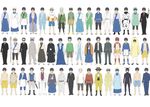  animal_costume black_hair brown_eyes costume_chart dog_costume formal gintama glasses hat japanese_clothes kimono male_swimwear maruki_(punchiki) multiple_boys multiple_persona shimura_shinpachi suit swim_trunks swimwear 