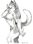  breasts canine dog female husky jyoka mammal muscles no_nipples nude solo tasteful_nudity wolf 