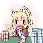  animal_ears blonde_hair cat_ears cat_tail chibi extra_ears hoshizuki_(seigetsu) mizuhashi_parsee open_mouth pointy_ears poker_chip puru-see short_hair solo tail touhou trembling |_| 