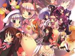  belka bow cat dog doruji futaki_kanata inui_achu kamikita_komari kurugaya_yuiko lennon little_busters! multiple_girls natsume_rin nishizono_mio noumi_kudryavka panties pantyshot pantyshot_(sitting) pink_bow saigusa_haruka sasasegawa_sasami school_uniform sitting strelka striped striped_panties tokido_saya umbrella underwear zoom_layer 