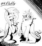  avian black_and_white blush duo female fluffy friendship_is_magic gallus_(mlp) gryphon hippogryph male monochrome my_little_pony omny87 silverstream_(mlp) wings 