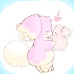  ambiguous_gender audino big_ears blush caring eyes_closed fluffy fluffy_tail happy holding nintendo nuzzling parent pok&#233;mon pok&eacute;mon robelty standing video_games young 