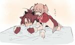  animal_ears bed big_bad_wolf big_bad_wolf_(cosplay) big_bad_wolf_(grimm) biting blush cosplay ear_biting fangs hair_ribbon kaname_madoka kemonomimi_mode little_red_riding_hood little_red_riding_hood_(grimm) little_red_riding_hood_(grimm)_(cosplay) long_hair mahou_shoujo_madoka_magica multiple_girls nude pillow pillow_bite pink_eyes pink_hair red_eyes red_hair ribbon sakura_kyouko short_twintails tail torinone twintails wolf_ears wolf_tail yuri 