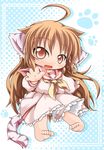  animal_ears bad_id bad_pixiv_id barefoot brown_eyes brown_hair cat_ears cat_tail copyright_request fang kuroneko_liger solo tail 
