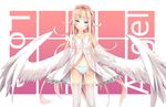  angel aqua_eyes blonde_hair blush bowed_wings collarbone feet_out_of_frame furisuku groin large_wings long_hair looking_at_viewer original panties solo striped striped_panties thighhighs underwear very_long_hair white_legwear white_wings wings 