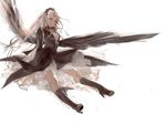  8981 bad_id bad_pixiv_id boots breasts cleavage doll_joints dress hairband knee_boots long_hair medium_breasts red_eyes rozen_maiden solo suigintou white_hair wings 
