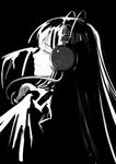  alcd audio-technica face greyscale headphones houraisan_kaguya monochrome profile smile solo touhou 