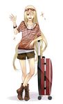  afuro_terumi bad_id bad_pixiv_id blonde_hair boots bracelet casual inazuma_eleven inazuma_eleven_(series) izumi_(nagashi) jewelry leaning legs long_hair male_focus necklace one_eye_closed otoko_no_ko red_eyes shirt shorts solo striped striped_shirt suitcase sunglasses very_long_hair 