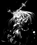  alcd alcohol greyscale horn_ribbon horns ibuki_suika light_smile monochrome one_eye_closed ribbon sake solo touhou 