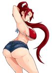  armpits ass bikini_top breasts fatal_fury huge_breasts long_hair ponytail pose red_eyes red_hair shiranui_mai short_shorts shorts solo the_king_of_fighters very_long_hair wedgie 