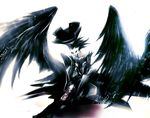  bad_id bad_pixiv_id black_wings male_focus monochrome nyx_avatar persona persona_3 spoilers teddy_(artist) wings yuuki_makoto 