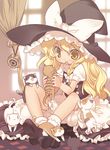  :o bad_id bad_pixiv_id blade_(galaxist) blonde_hair bloomers blush broom carrying cat hat kirisame_marisa kitten mini-hakkero open_mouth sitting solo too_many too_many_cats touhou underwear witch_hat yellow_eyes |_| 