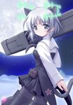  animal_ears black_legwear cat_ears green_eyes hirschgeweih_antennas moon multishot_rocket_launcher pantyhose rocket_launcher sanya_v_litvyak shiumai short_hair silver_hair solo strike_witches striker_unit tail weapon world_witches_series 