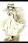  artist_request dress hanyuu hat higurashi_no_naku_koro_ni horns monochrome solo yellow 